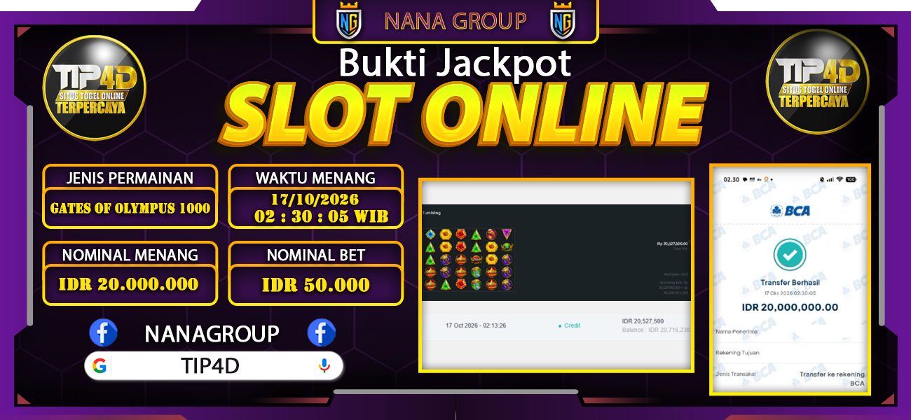 Bukti Kemenangan Besar Dibayar lunas Member TIP4D RP 20.000.000, 17 Oktober 2026